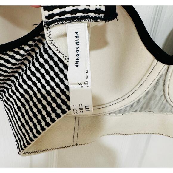 Primadonna PRIMA DONNA Longline Black White Bra UK 34E US 34DDD - Picture 4 of 5